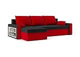 Sofini Ecksofa Drive mit Schlaffunktion! Best Ecksofa! Couch mit Bettkasten und Regalfächer! (Haiti 17+ Haiti 18)