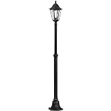 EGLO Außen-Stehlampe Navedo, 1 flammige Außenleuchte, Stehleuchte aus Aluguss und Glas, Farbe: Schwarz, silber-patina, Fassung: E27, H: 200 cm, IP44
