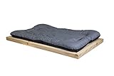 Kistenkolli Altes Land Hundebett Holzunterlage optional mit Kissen 110x79x4,5cm Hundekorb Tierbett Hundekissen Schlafplatz Vintage Hundesofa (Natur mit Kissen)