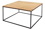 SAM Couchtisch 80x80cm Florea, Wildeiche massiv + geölt, Sofatisch mit schwarzem Metallgestell, modernes Industrial-Design, FSC® 100% Zertifiziert