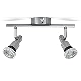 B.K.Licht - LED Strahler Badezimmer matt-nickel - Bad Deckenlampe LED drehbar und schwenkbar - inkl. 2x GU10 LED mit 3.000K