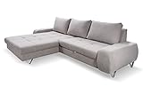 Furnetti Ecksofa New York ECO 270x182 cm, 3 Sitzer mit Schlaffunktion – 225 x130 cm, Couchgarnitur,Bettsofa aus Samt mit federkern Couch, Sofagarnitur, Ecksofa, Farbe zur Auswahl Links