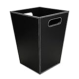 KINGFOM™ Klassisch Leder Papierkorb für Büro/Badezimmer/küche/Schlafzimmer (Platz-Schwarz)