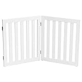 COSTWAY Absperrgitter Hunde 60cm Hoch, Schutzgitter Holz, Kindergitter klappbar, Treppengitter Hundeabsperrgitter flexibel Türschutzgitter (2 Paneelen, Weiß)