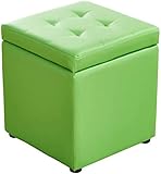 Fußhocker, Würfel, Kunstleder, Ottomane, Aufbewahrungshocker, Sitzbank, Spielzeugkiste mit Scharnier Oben, Organizer-Box (grün, 30 x 30 x 35 cm (12 x 12 x 14 Zoll))