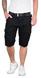 Indicode Ocean Herren Cargo Shorts Kurze Hose Short inkl. Gürtel 7 Taschen bis 3XL (as3, Alpha, xx_l, Regular, Regular, Black)