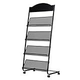 Zeitungsständer Zeitschriftenhalter mit 4-Mesh-Korb, Literaturständer mit Rollen, Metallbroschürenhalter für Das Büro, Zeitschriftenständer, Zeitungspost-Organizer
