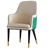 Küchen-Esszimmer-Möbel Stühle Küchen-Esszimmer-Sessel, Moderne Leder-Hohe Rückenlehne, gepolsterter weicher Sitz, Wohnzimmer-Stühle, Freizeit-Empfangsstühle mit Metallbeinen (Color : Beige+G