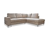 MIUFORM Ecksofa mit Schlaffunktion, Lofty Lilly Wohnlandschaft L-Form, Couch L Form Wohnladschaft mit Schlaffunktion Schlafcouch, Sofa Cord Metallfüße (Beige, Rechts ausgerichtet)