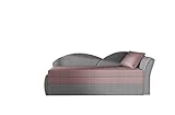 Sofa mit Schlaffunktion und Bettkasten, Couch für Wohnzimmer, Schlafsofa Federkern Sofagarnitur Polstersofa Wohnlandschaft mit Bettfunktion - ARGEA (Rosa+Grau (Malmo 61+Malmo 90), Sofa Rechts)