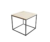 Metall Beistelltisch mit Holz Tischplatte - 39x39x36 cm - Couchtisch Sofatisch Tisch