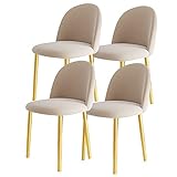 Kitchen 4 Moderner Design-Esszimmerstuhl, samtweich gepolsterter Sitz mit ergonomischer Rückenlehne, Stuhlbeine aus Karbonstahl (Farbe: Khaki, Größe: goldenes Bein)