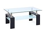 Inter Link – Couchtisch – Glas - Wohnzimmertisch – Sofatisch – Rechteckiger Glastisch fürs Wohnzimmer – Sicherheitsglas - BxTxH: 100x60x45 cm – Schwarz - Dana