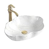 Aufsatzwaschbecken Moderne Anti-Spritz Retro,Handwaschbecken Mit Wasserhahn，Waschbecken aus Keramik，Unregelmäßige Form 50.5 * 37.5 * 14cm, Single Basin