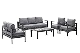 MeXo Lounge-Set Aluminium 6-7 Personen Gartenmöbel Set Metall Modern, Garten Sitzgruppe Wetterfest mit Sofa Sessel Tisch Olefin Kissen Auflagen Grau für Indoor Outdoor (Grau & Dunkelgrau)