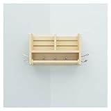 GRFIT Wandgarderobe Wandmontierter Kleiderbügel Rack mit 5 Mantelhaken 40 cm oder 60 cm Eingangskanal Regal Holz Ideal Wahl for Ihren Eingang Badezimmer Waschküche Kleiderhaken Wand (Size : 40cm)