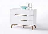 Newfurn Sideboard Kommode Skandinavisch Anrichte Highboard Mehrzweckschrank II 97x76x 40 cm (BxHxT) II [Isaac.Nine] in Eiche/Weiß Wohnzimmer Schlafzimmer Esszimmer