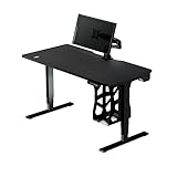 LeetDesk Dark Classic Gaming Tisch in Schwarz (140x70 cm) - Elektrisch Höhenverstellbarer Schreibtisch - Computertisch - Ergonomisch - Minimalistisch - Kabelmanagement - Wireless Charger