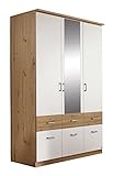 Home4You Kleiderschrank - Alpinweiß - Artisan Eiche Dekor - 136 x 199 cm - 3 Türen