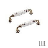 SYDARSYN 4 Stück Keramik Schrankgriffe Schubladegriff Möbelgriffe Türknöpfe Bogengriffe Möbelknöpfe Keramik Griffe Türgriff 96mm