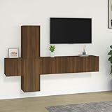 ZEYUAN 5-TLG. TV-Schrank-Set, Wohnwand Wohnzimmer, Anbauwand Wohnzimmer, Schrankwand Wohnzimmer, Tv-möbel, Wohnzimmer Wand, Braun Eichen-Optik Holzwerkstoff