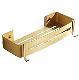 Duschablage Duschregal Badregal Wandmontierte Duschregale Mit Haken-Duschkorb, Kein Bohren, Platz Aus Aluminium Badezimmer Regal Bad Regal (Color : Gold2, Size : 1pcs)