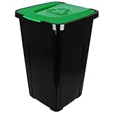 TW24 Abfalltonne 50L Recycling mit Farbauswahl Mülltonne mit Klappdeckel Mülleimer Abfalleimer (Grün)