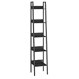 VASAGLE Bücherregal, Leiterregal 5 Ebenen, schmales Regal, offenes Standregal für Arbeitszimmer, Wohnzimmer, Schlafzimmer, Küche, Industrie-Design, Schwarze Holzoptik-schwarz LLS109B56