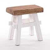 DESIGN DELIGHTS RUSTIKALER Holz HOCKER Vintage 40' | Recycling Hartholz, 43x45x27 cm (HxBxT) | Sitzhocker aus Massivholz, Schemel | Farbe: 06 weiß-Landhaus