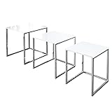 Design Beistelltisch 3er Set ELEMENTS 40cm Hochglanz weiß chrom Satztische Wohnzimmertische Tischset Tische