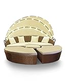 Swing & Harmonie Sonneninsel - Poly Rattan Lounge - mit LED Beleuchtung - Hochwertige Garten-Couch - Outdoor-Chill-Lounge - Couchliege Garten - Sunbed - (210cm, Braun)