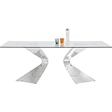 Kare Design Tisch Gloria chrome, Glastisch chrome, Luxus Glastisch, extravaganter Esstisch, (H/B/T) 75x200x100cm, Silber