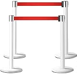 Rungenpfosten-Seilbarrieren, Heavy Duty Crowd Control Standrohre Roter Einziehbarer Gürtel Polizeiabsperrung Easy Connect Montage Ständer Für Sicherheitsabsperrungen & Linienteiler (Farbe : White-4PC