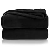 heimtexland ® Premium Flanell Kuscheldecke XXL Super Soft Wohndecke Sofaüberwurf Tagesdecke Ökotex Typ380 Schwarz 240x220