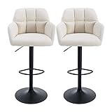 chairus Barhocker 2er Set Samt Sessel Barstuhl Ergonomischer 360° Drehbar Tresenhocker Küche Verstellbarer Höhe Bistrohocker (Beige(Samt))