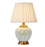 Tischleuchte Wohnzimmer Nachttischlampe Traditionelle Handbemalte Keramik-Tischlampe Moderne Nachttischlampe Retro-Schreibtisch-Lese-Nachttischlampe ( Color : Push button switch , Size : 36*54cm )