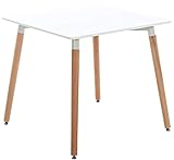 CLP Küchentisch VIBORG I Esstisch Mit MDF Tischplatte I Bistrotisch Mit Buchenholzgestell, Farbe:weiß, Größe:80 cm