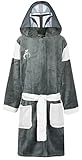 Star Wars - Mandalorian Robe für Kinder, Alter 12-13 - Flauschiger Morgenmantel - 100% Polyester, mit mandalorianischer Helmkapuze - Offizieller FANARTIKEL - Grün/Grau/Weiß