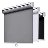 AOSKY Schnurlose Rollos Verdunkelungsrollo für Fenster Raumverdunkelung aufgerollte Schatten mit Federsystem, UV-Schutz Fensterschirme Türrollos für Zuhause und Büro (73,7 cm B x 182,9 cm H, Grau)