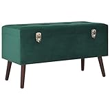 vidaXL Bank mit Staufach Sitzbank Flurbank Polsterbank Sitztruhe Truhenbank Truhe Bettbank Aufbewahrungsbank Schlafzimmer Grün 80cm Samt
