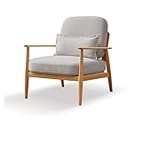 PTTRNS Fauler Stuhl Massivholz Sofa Stuhl Liege Einfach Balkon Freizeitstuhl Einzelsessel Kleine Wohnung Wohnzimmer Stuhl Tuch Abnehmbares Sofa Freizeitsofa (Color : Grijs, Size : Without Pedals)