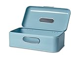 Echtwerk Retro-Brotkasten aus Metall mit Sichtfenster - hellblau, 42 x 23 x 16,5 cm