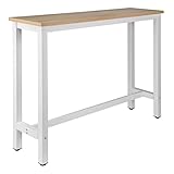 WOLTU BT30hei 1x Bartisch Bistrotisch Stehtisch Esstisch, Metallgestell, Tischplatte aus MDF, Helle Eiche, 140x40x100cm(BxTxH)