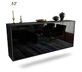 Dekati Sideboard Costa Mesa hängend (180x77x35cm) Korpus anthrazit matt - Front Hochglanz Schwarz - Push to Open