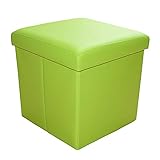 Style home Sitzhocker mit Stauraum, Faltbare Sitzbank, Sitztruhe aus Kunstleder, gepolstert Sitzwürfel Fußhocker, Aufbewahrungsbox mit Deckel, belastbar bis 300kg, 38 * 38 * 38 cm (Grün)