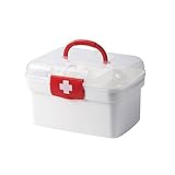 Medizinbox, Erste-Hilfe-Box,2 EbeneTragbare Medizinbox Hausapotheke Box Medizinschränke Medizinkoffer mit Tragegriff Hausapotheke Box Erste Hilfe Kasten Multifunktions Aufbewahrungsbox,23cmx16cmx15cm