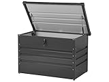 Beliani Metall-Gartentruhe 300 l Graphitgrau Kissenbox Auflagenbox für die Terrasse wasserdicht Aufbewahrungsbox Gartenbox Cebrosa