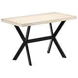 LAPOOH Esstisch, Dining Table, Esszimmertisch, Küchentisch, Tisch Esszimmer, Küchen Tisch, Kitchen Table, Mehrzwecktisch, Weiß 120x60x75 cm Massivholz Mango