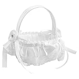 Blumenmädchen Korb, Weiß Hochzeit Blumenkorb, Blumenkörbchen mit Perlenverzierung, Mini Hochzeit Blumenkörbe für Eine Romantische Hochzeit