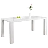 Ess-Tisch weiß Hochglanz aus MDF 180x90 cm ausziehbar auf 260 cm recht-eckig | Luca | Moderner Küchen-Tisch strahlend weiss | Ausziehtisch Hochglanz weiß lackiert | Design Esszimmertisch mit Funktion